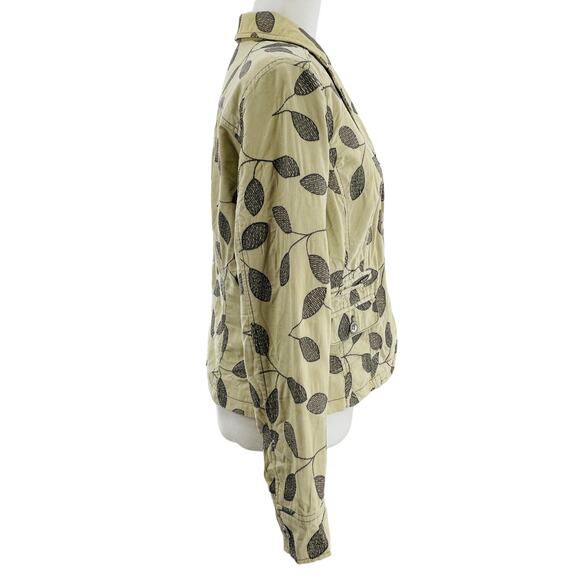 Sigrid Olsen Cream Corduroy Sage Embroidered Leaf Button Front Blazer Women Sz 6 - Picture 3 of 13